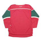 REEBOK Boys Red & Green Minnesota Wild Hockey Jersey L Long Sleeve V-Neck