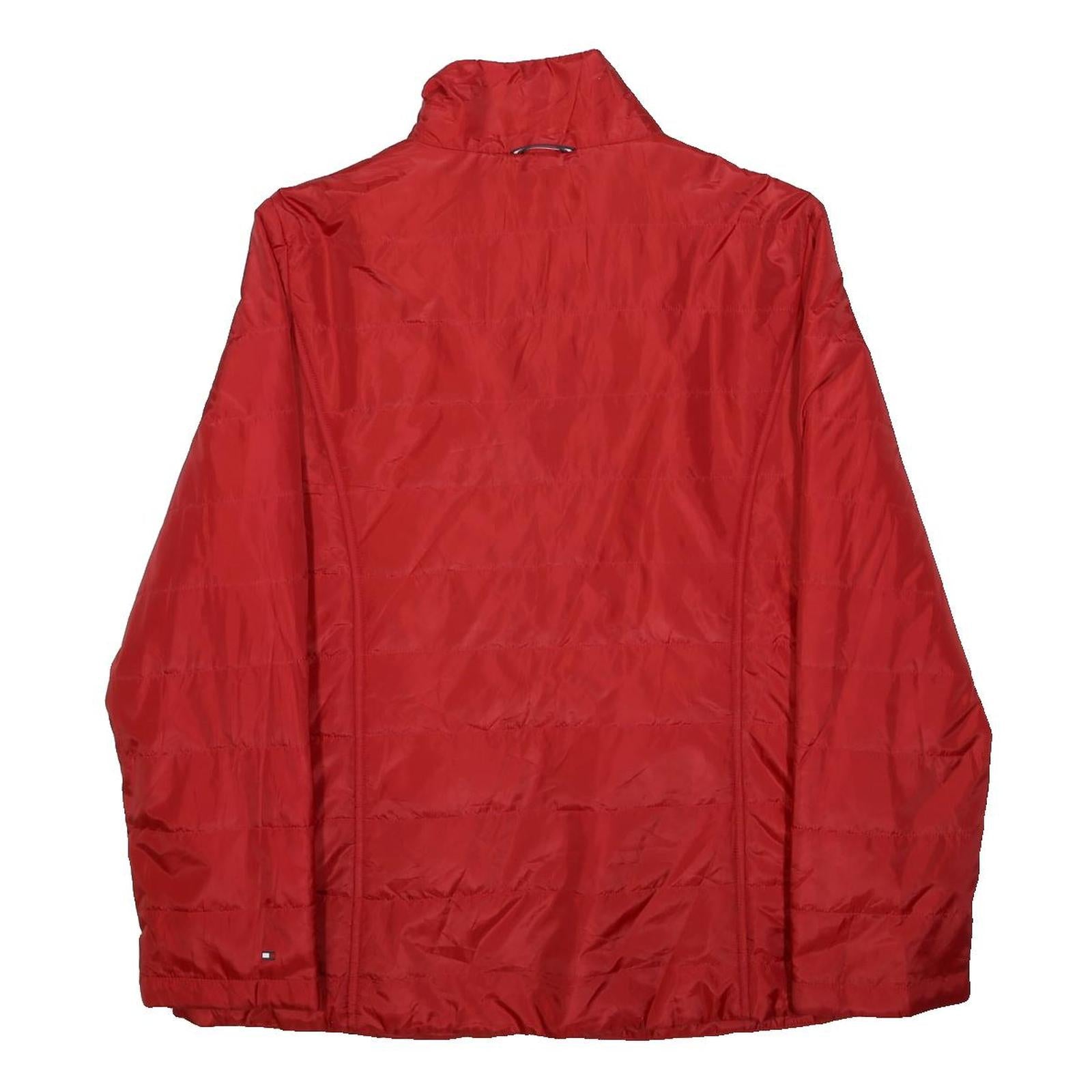 TOMMY HILFIGER Womens Red Jacket L Polyester Plain Zip Casual Lightweight