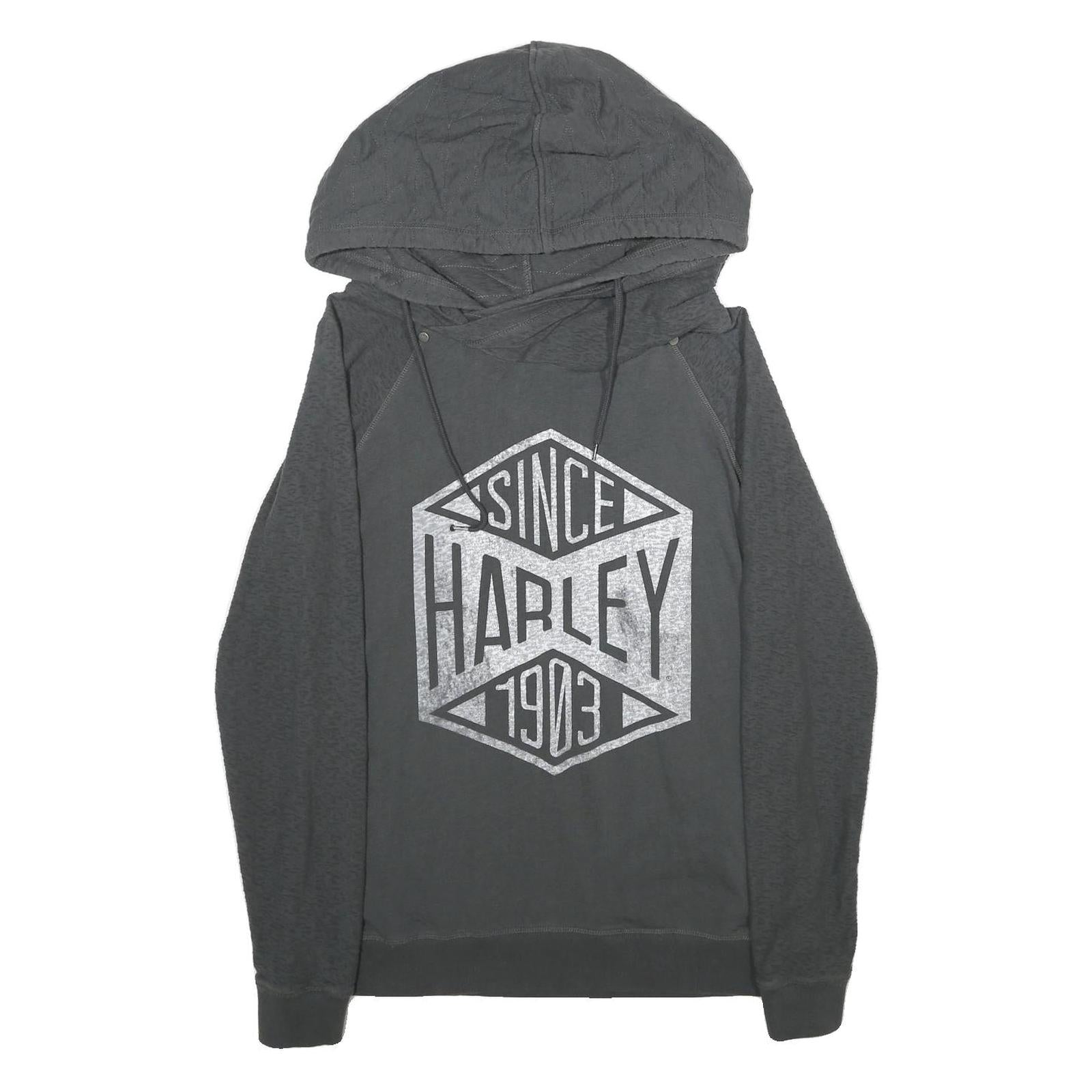 HARLEY DAVIDSON Womens Black Pullover Hoodie L Since 1903 Cotton Casual