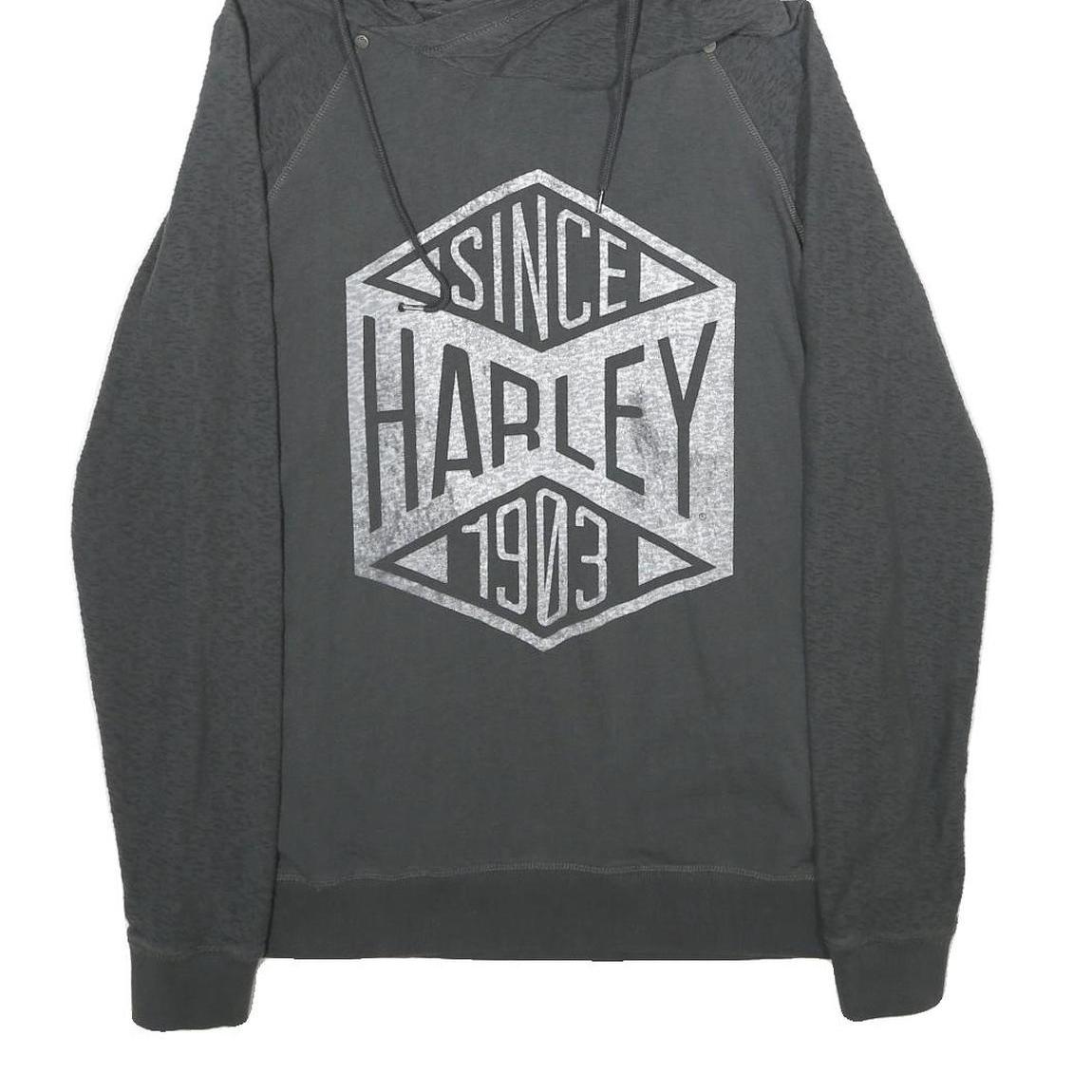 HARLEY DAVIDSON Womens Black Pullover Hoodie L Since 1903 Cotton Casual