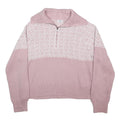 COTTON:ON Womens Pink & White Patterned Pullover Jumper Half Zip M Knitwear