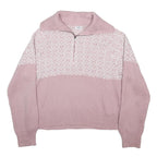 COTTON:ON Womens Pink & White Patterned Pullover Jumper Half Zip M Knitwear