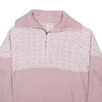 COTTON:ON Womens Pink & White Patterned Pullover Jumper Half Zip M Knitwear