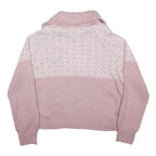 COTTON:ON Womens Pink & White Patterned Pullover Jumper Half Zip M Knitwear