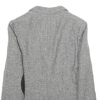 H&M Womens Grey Wool Blend Blazer Jacket UK 10 Button Herringbone Pattern
