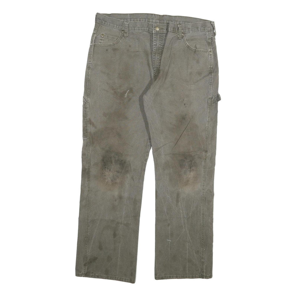 DICKIES Mens Jeans Grey Cotton Blend Regular Straight Denim W36 L30 Workwear