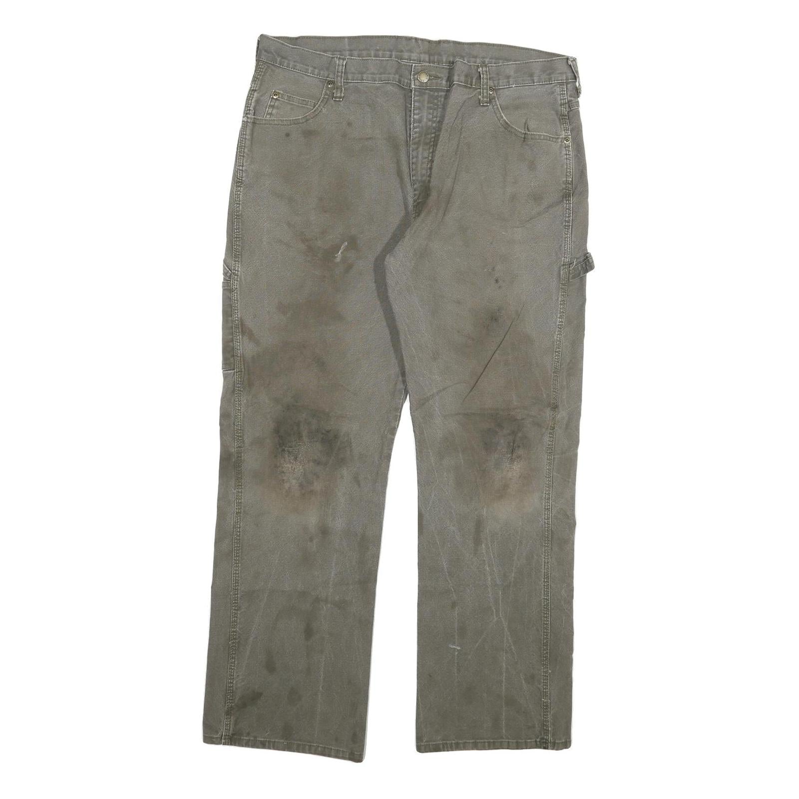 DICKIES Mens Jeans Grey Cotton Blend Regular Straight Denim W36 L30 Workwear