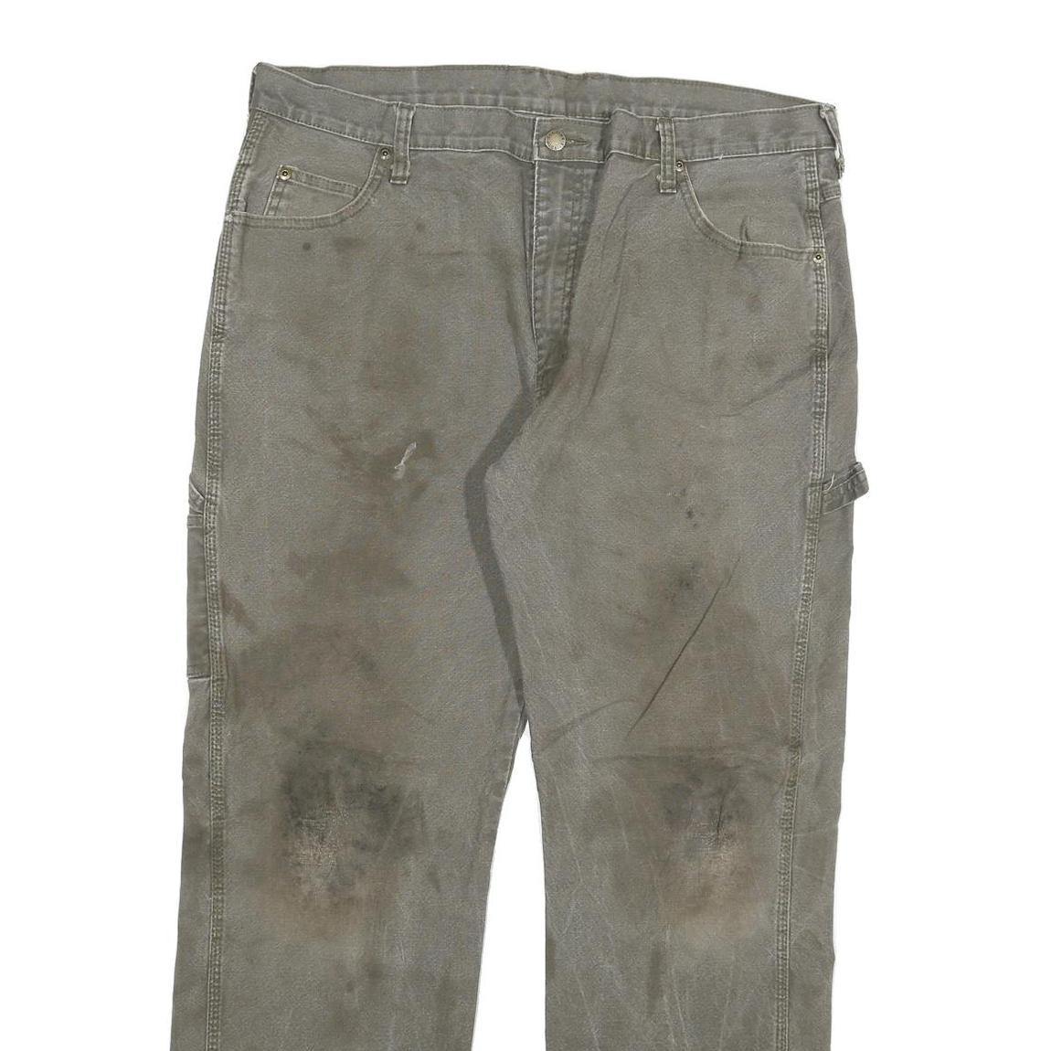 DICKIES Mens Jeans Grey Cotton Blend Regular Straight Denim W36 L30 Workwear