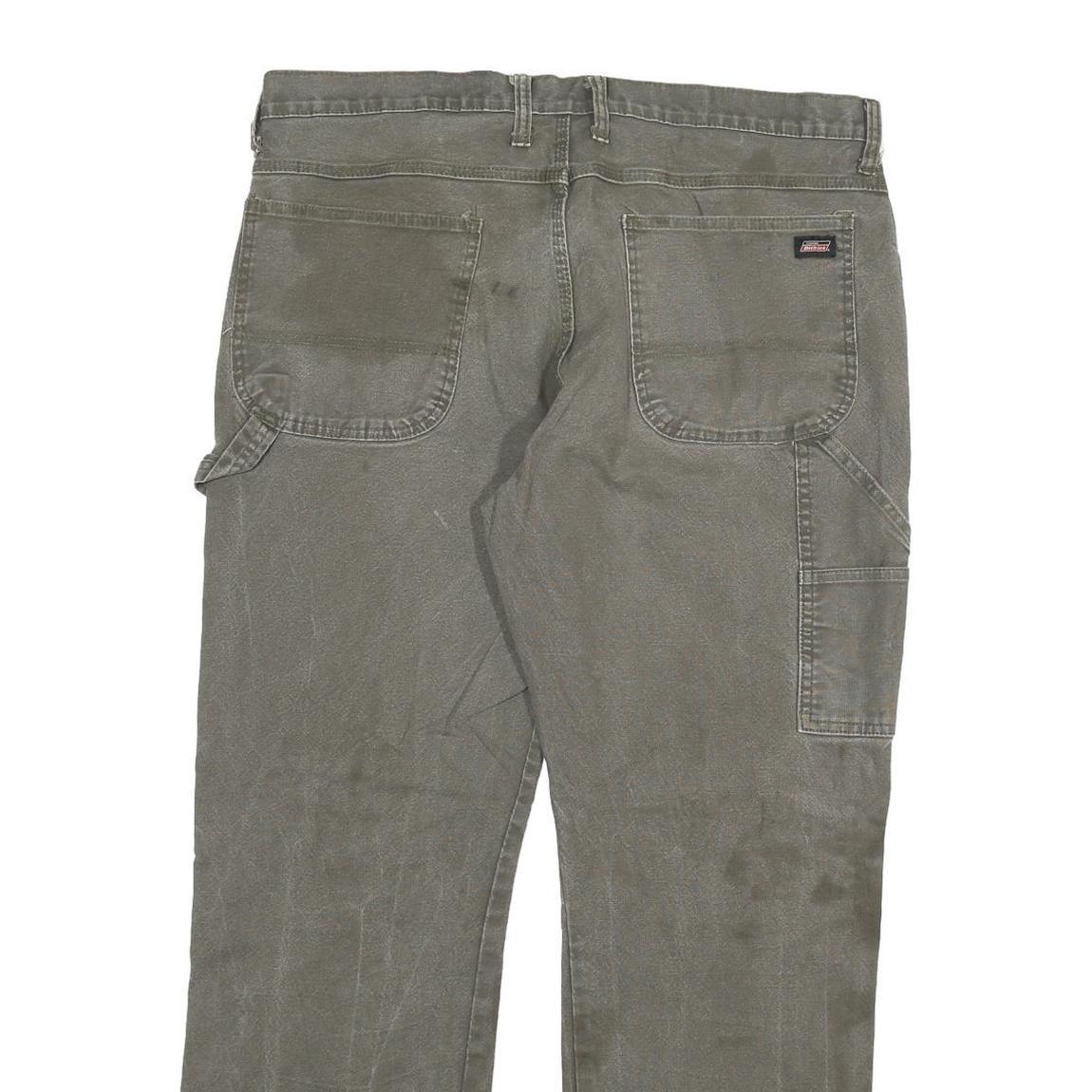 DICKIES Mens Jeans Grey Cotton Blend Regular Straight Denim W36 L30 Workwear