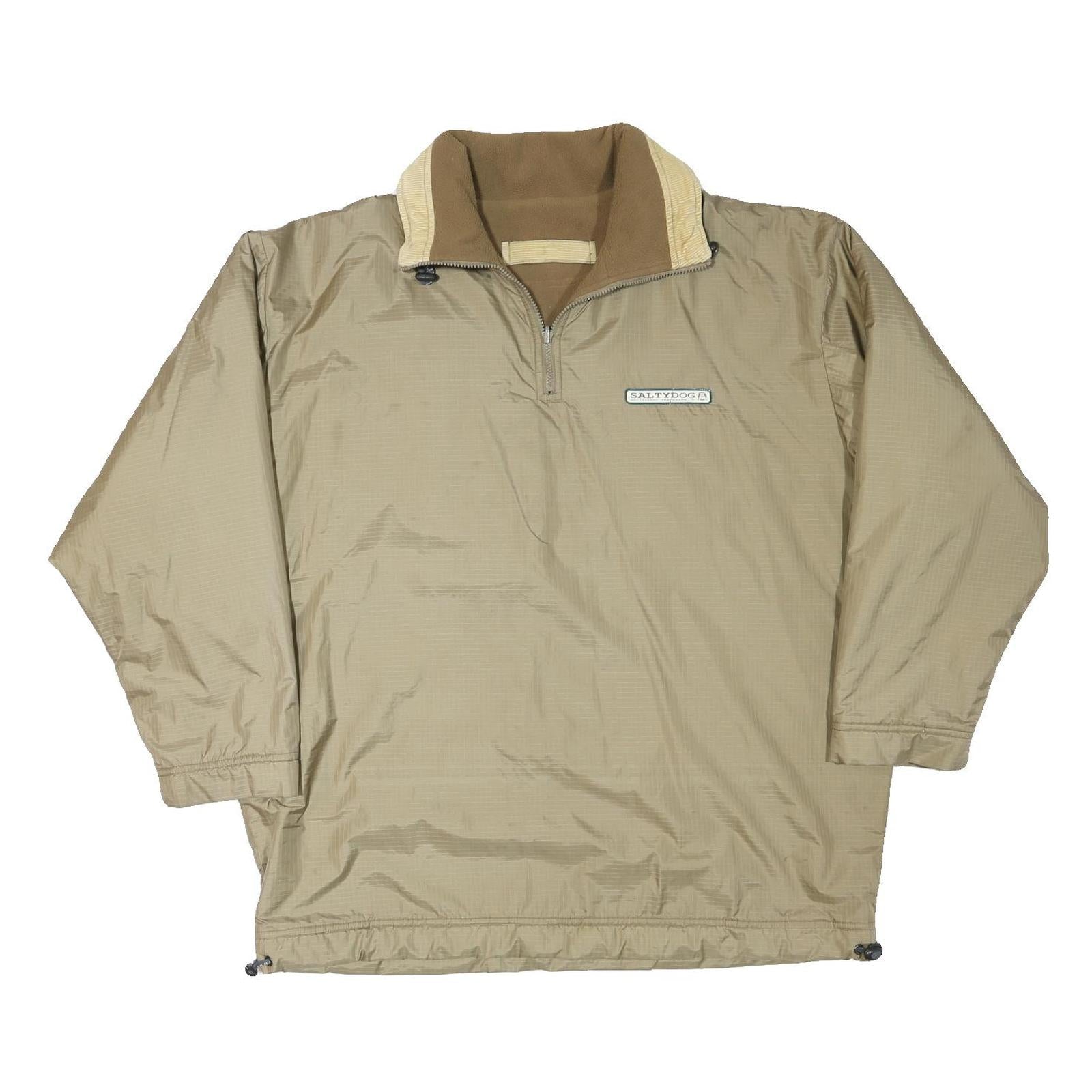 Mens Beige Lightweight Saltydog Half Zip Jacket 2XL Polyester Blend Plain