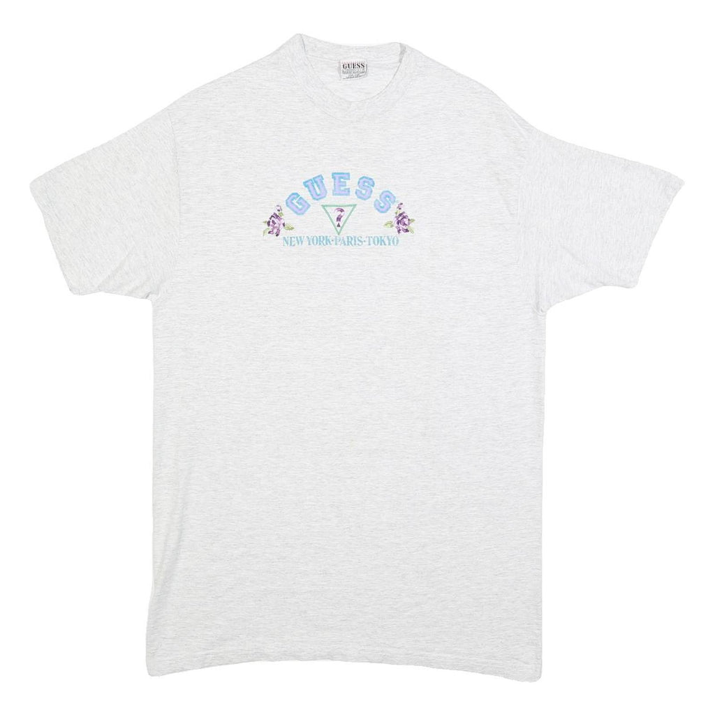 GUESS Womens White Cotton Blend Graphic T-Shirt One Size Short Sleeve Crew Neck
