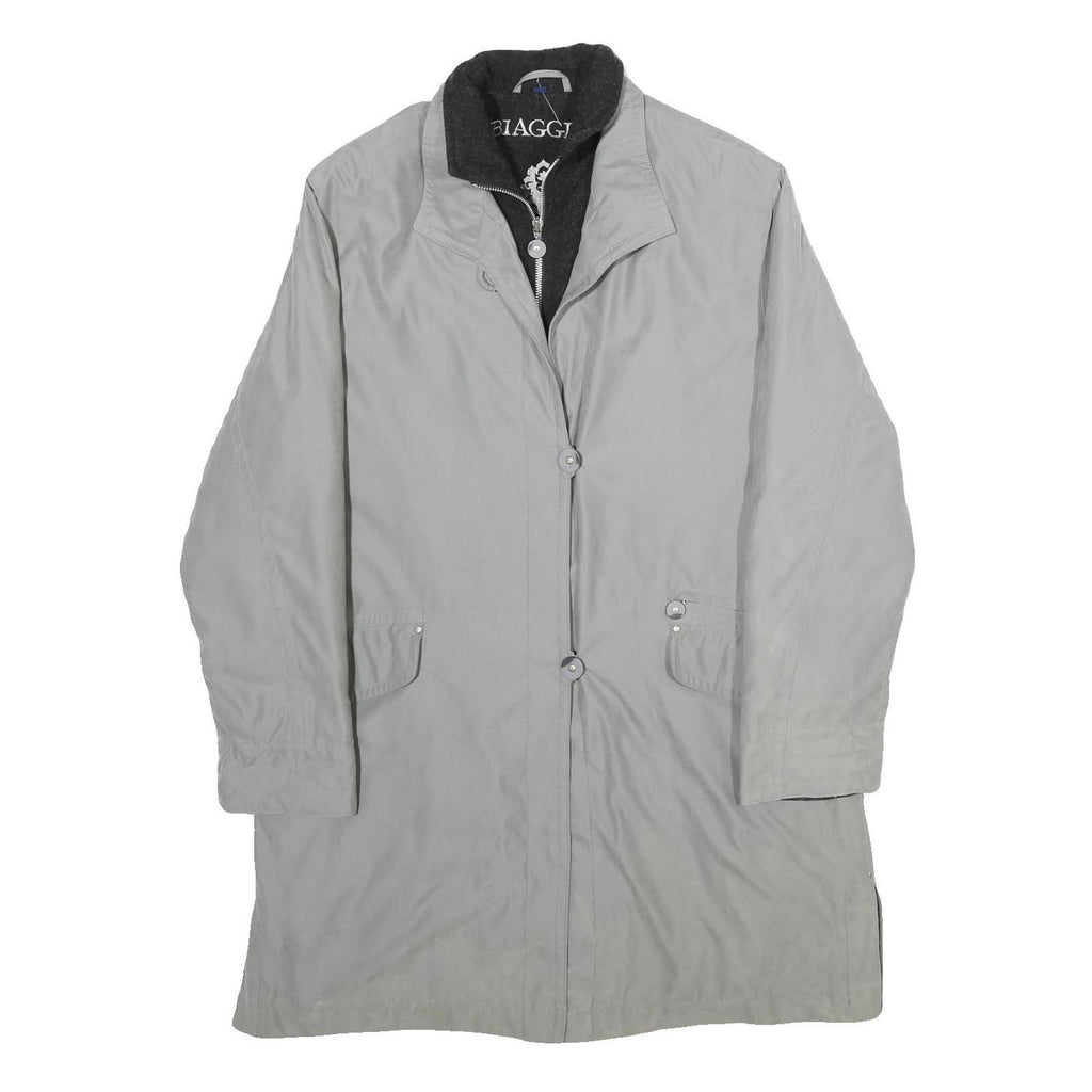 BIAGGINI Womens Grey Jacket XL Polyester Blend Classic Zip Plain Lightweight
