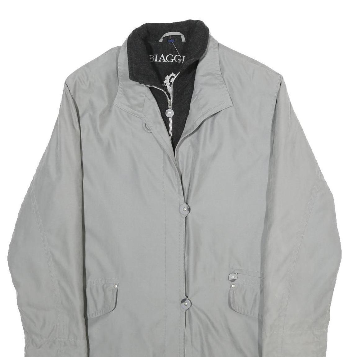 BIAGGINI Womens Grey Jacket XL Polyester Blend Classic Zip Plain Lightweight