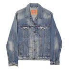 LEVI'S Mens Blue Denim Cotton Button Jacket S Plain Casual Vintage Style