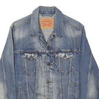 LEVI'S Mens Blue Denim Cotton Button Jacket S Plain Casual Vintage Style