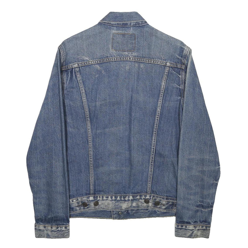 LEVI'S Mens Blue Denim Cotton Button Jacket S Plain Casual Vintage Style