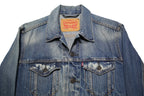 LEVI'S Mens Blue Denim Cotton Button Jacket S Plain Casual Vintage Style