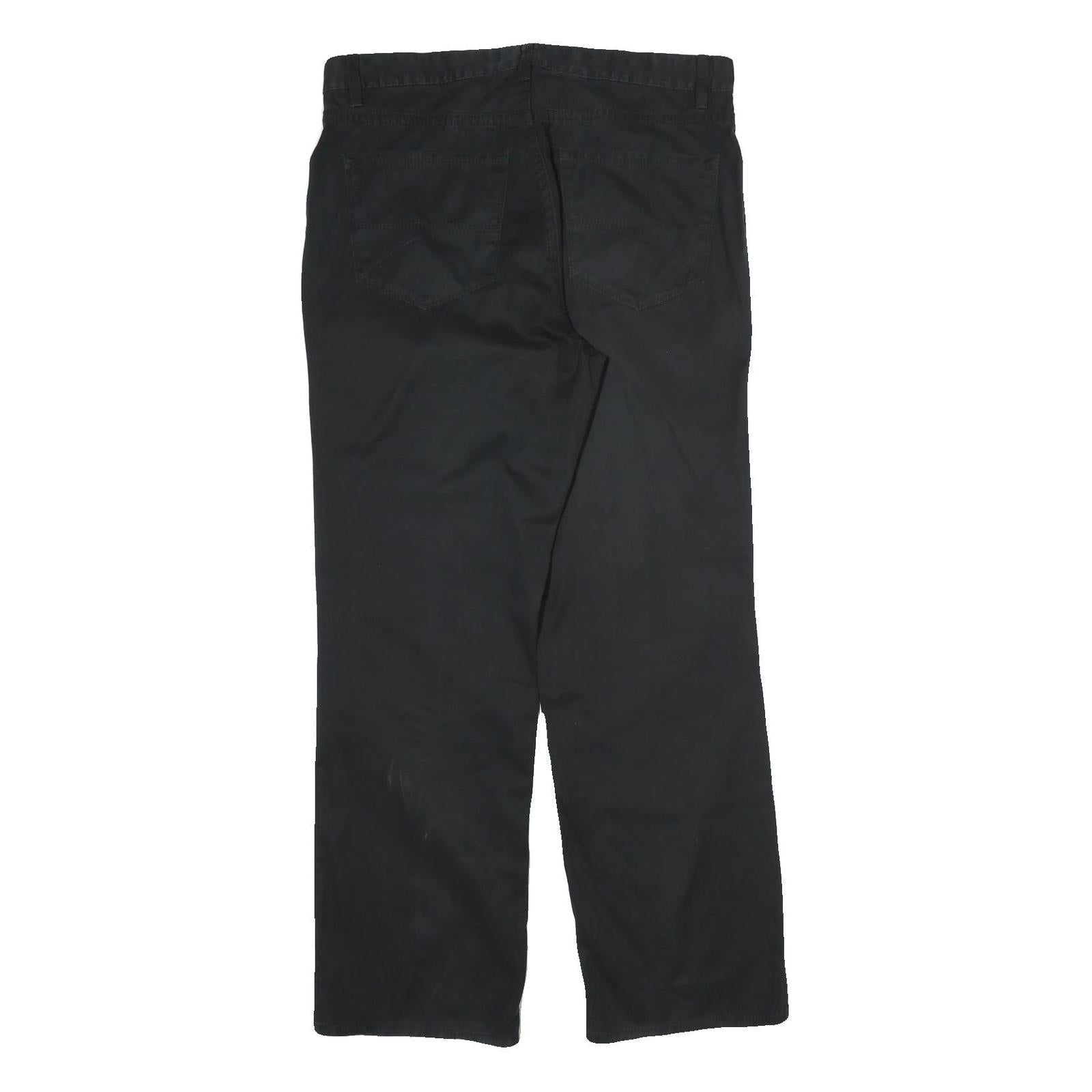 TOMMY HILFIGER Mens Cotton Black Regular Straight Trousers W34 L32 Zip Closure