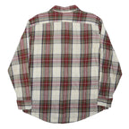TIMBERLAND Mens White & Red Plaid Cotton Shirt L Button Front Long Sleeve