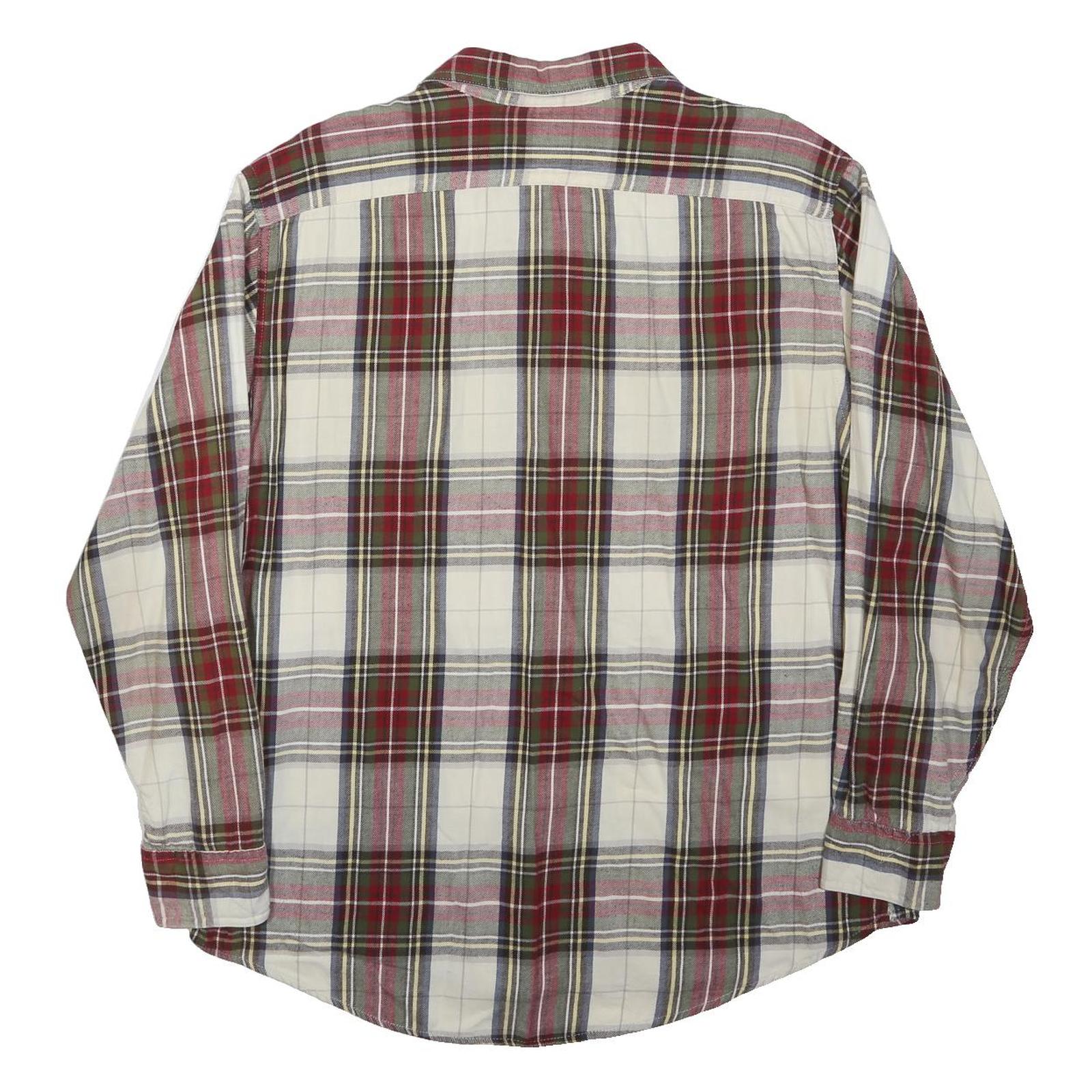 TIMBERLAND Mens White & Red Plaid Cotton Shirt L Button Front Long Sleeve