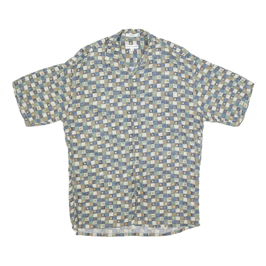 PIERRE CARDIN Mens Blue Green Brown Check Shirt M Cotton Blend Casual