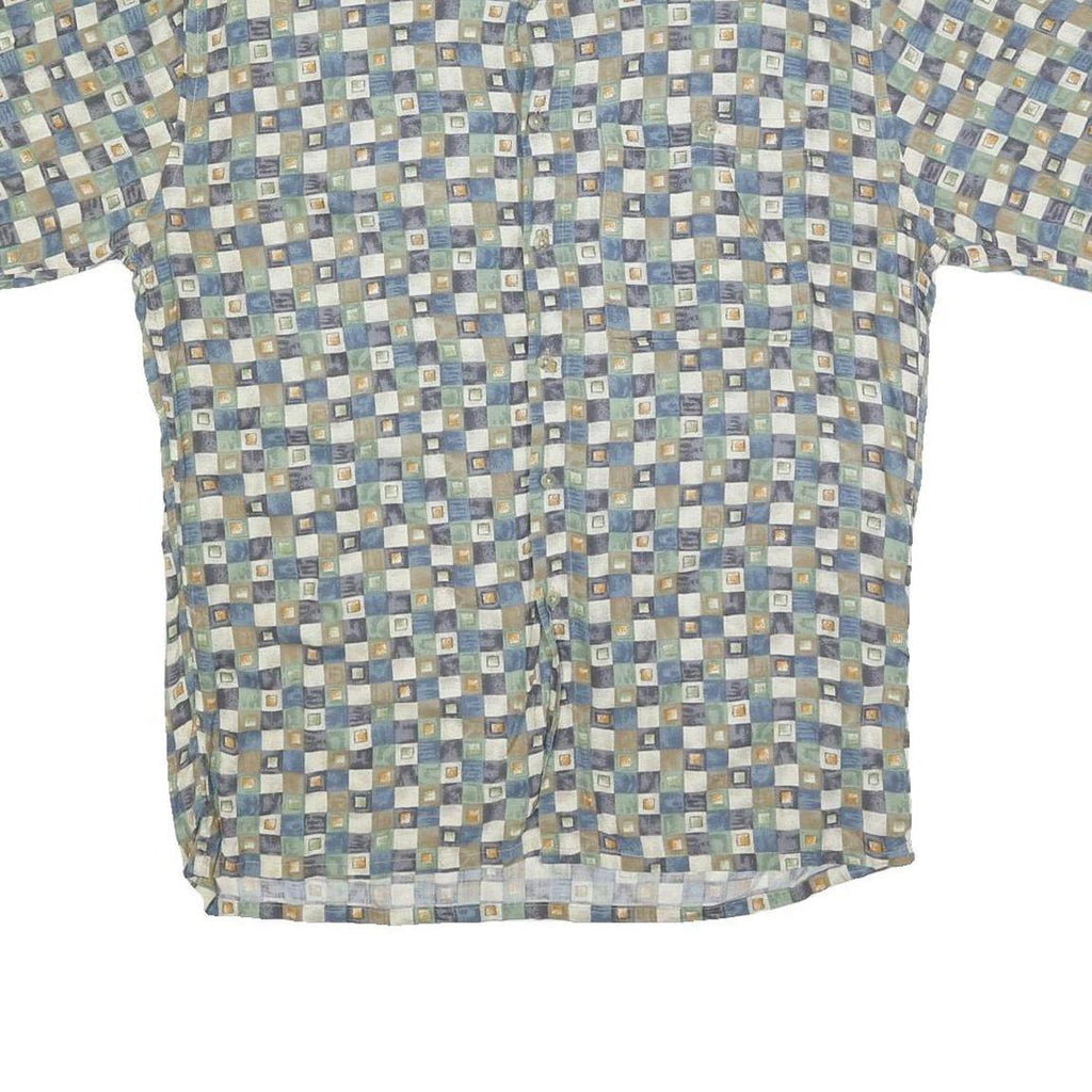 PIERRE CARDIN Mens Blue Green Brown Check Shirt M Cotton Blend Casual