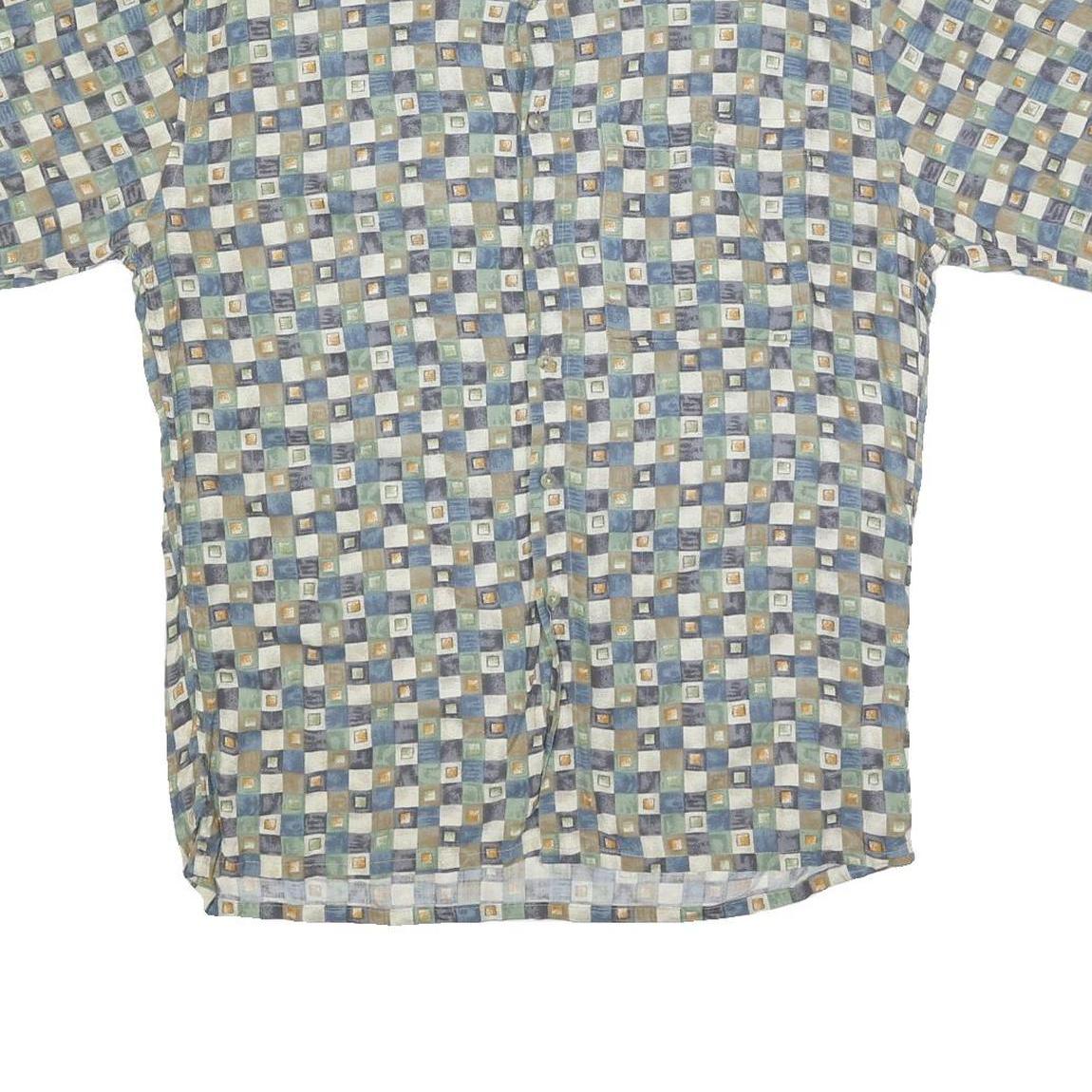 PIERRE CARDIN Mens Blue Green Brown Check Shirt M Cotton Blend Casual