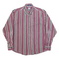MAREH Mens Purple & Green Striped Shirt M Cotton Blend Casual Button-Down Long