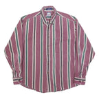 MAREH Mens Purple & Green Striped Shirt M Cotton Blend Casual Button-Down Long