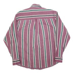 MAREH Mens Purple & Green Striped Shirt M Cotton Blend Casual Button-Down Long