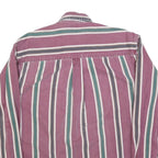 MAREH Mens Purple & Green Striped Shirt M Cotton Blend Casual Button-Down Long