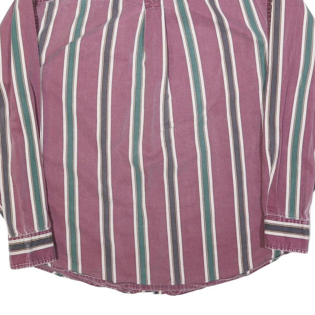 MAREH Mens Purple & Green Striped Shirt M Cotton Blend Casual Button-Down Long