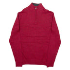 CHAPS Mens Jumper Red 1/4 Zip Tight Knit S