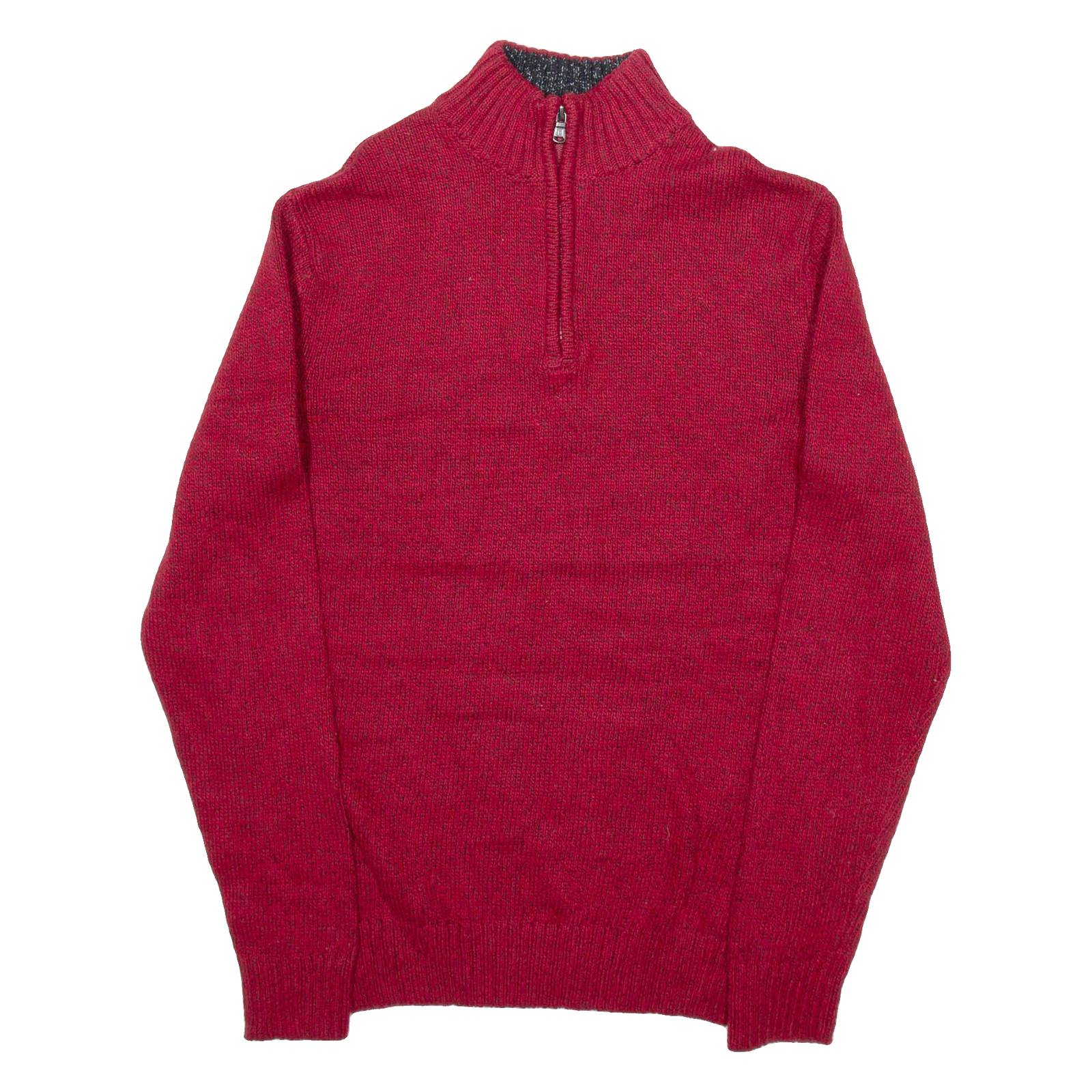 CHAPS Mens Jumper Red 1/4 Zip Tight Knit S