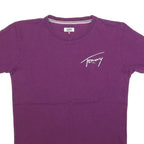 TOMMY JEANS Mens Purple Graphic T-Shirt XS Short Sleeve Crew Neck Signature Logo