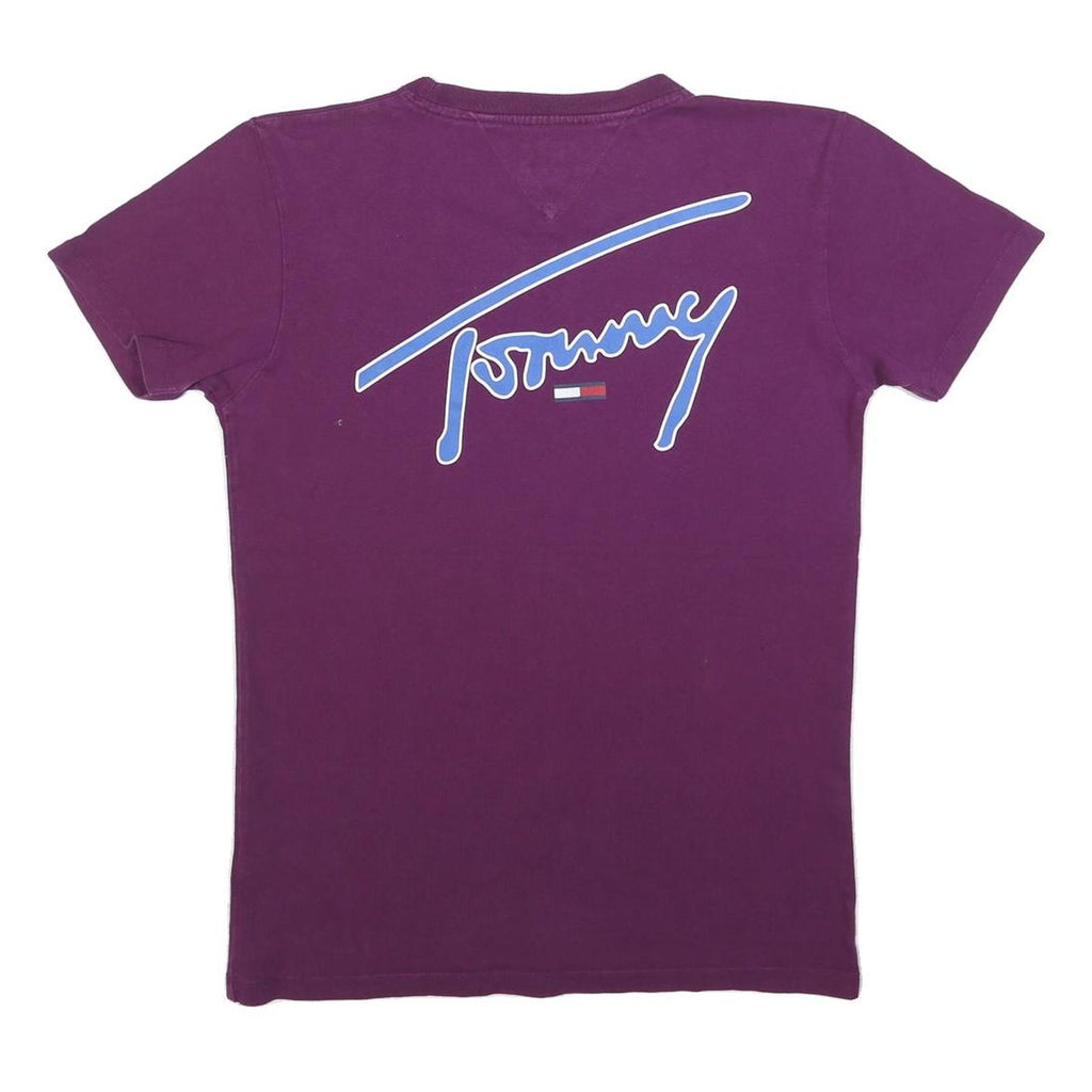 TOMMY JEANS Mens Purple Graphic T-Shirt XS Short Sleeve Crew Neck Signature Logo