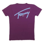 TOMMY JEANS Mens Purple Graphic T-Shirt XS Short Sleeve Crew Neck Signature Logo