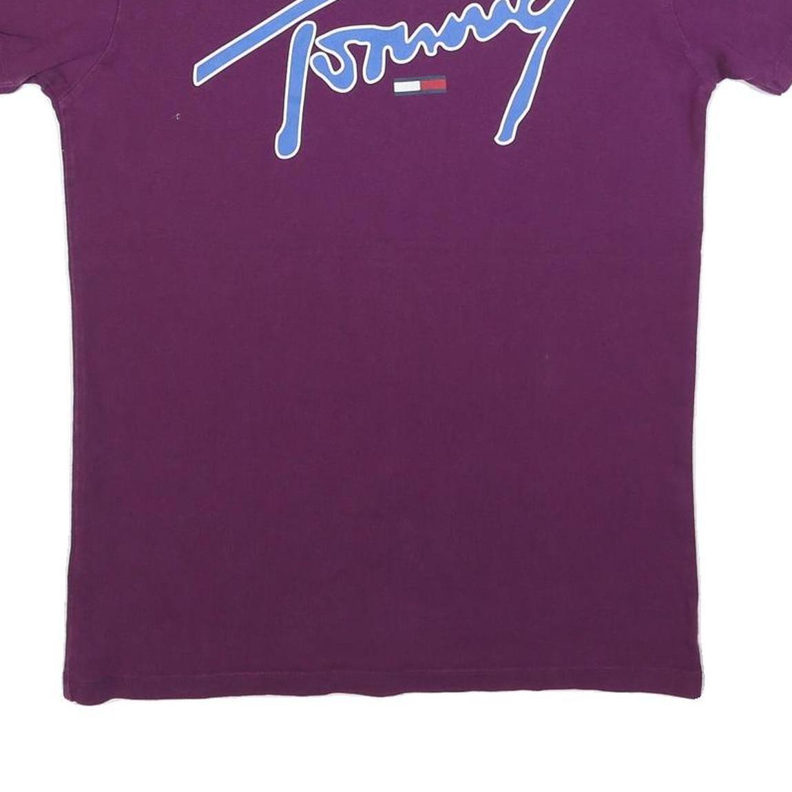 TOMMY JEANS Mens Purple Graphic T-Shirt XS Short Sleeve Crew Neck Signature Logo