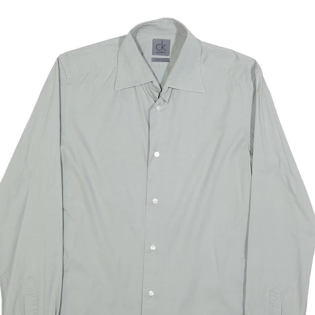 CALVIN KLEIN Mens Grey Shirt XS Classic Cotton Blend Long Sleeve Casual