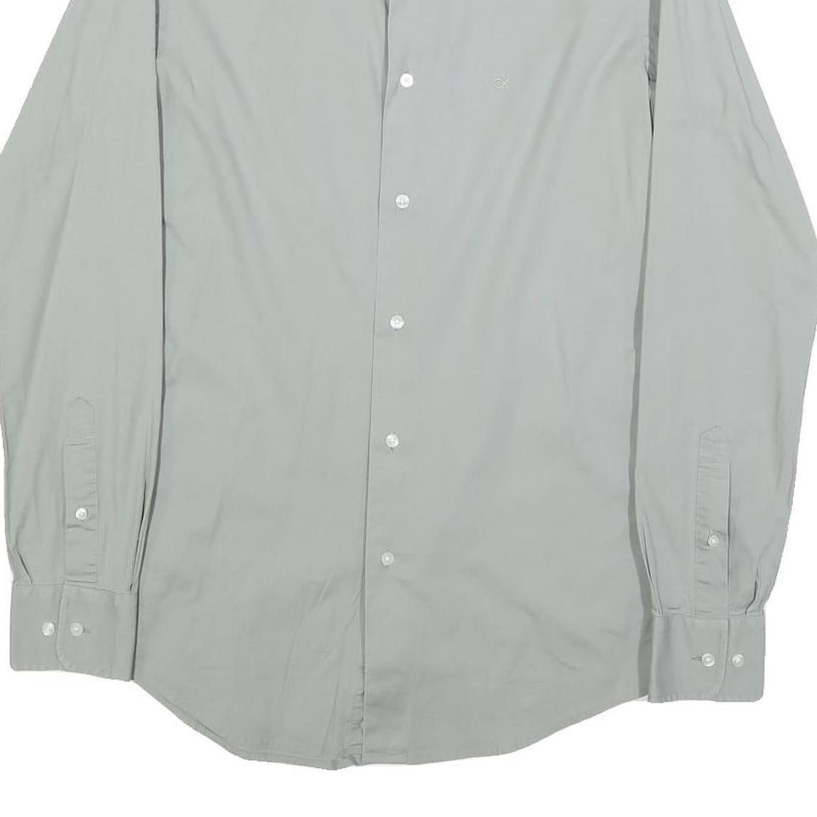 CALVIN KLEIN Mens Grey Shirt XS Classic Cotton Blend Long Sleeve Casual