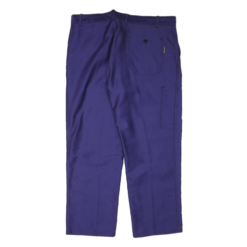 STOCKNES Mens Cotton Blend Blue Regular Fit Trousers W38 L27 Workwear Button