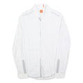 HUGO BOSS Mens White & Grey Stripe Shirt S Cotton Blend Formal Smart