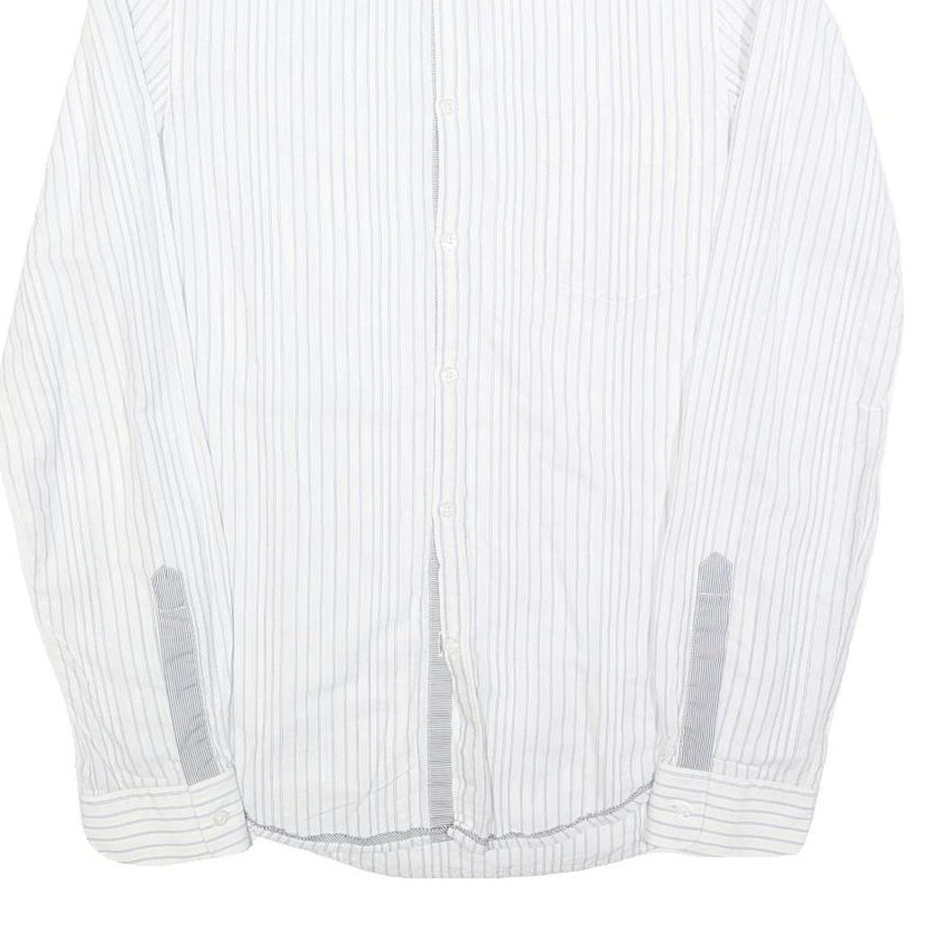 HUGO BOSS Mens White & Grey Stripe Shirt S Cotton Blend Formal Smart