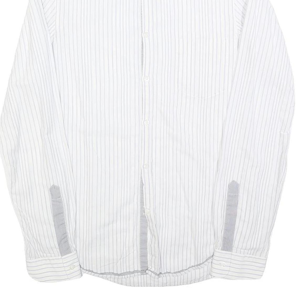 HUGO BOSS Mens White & Grey Stripe Shirt S Cotton Blend Formal Smart