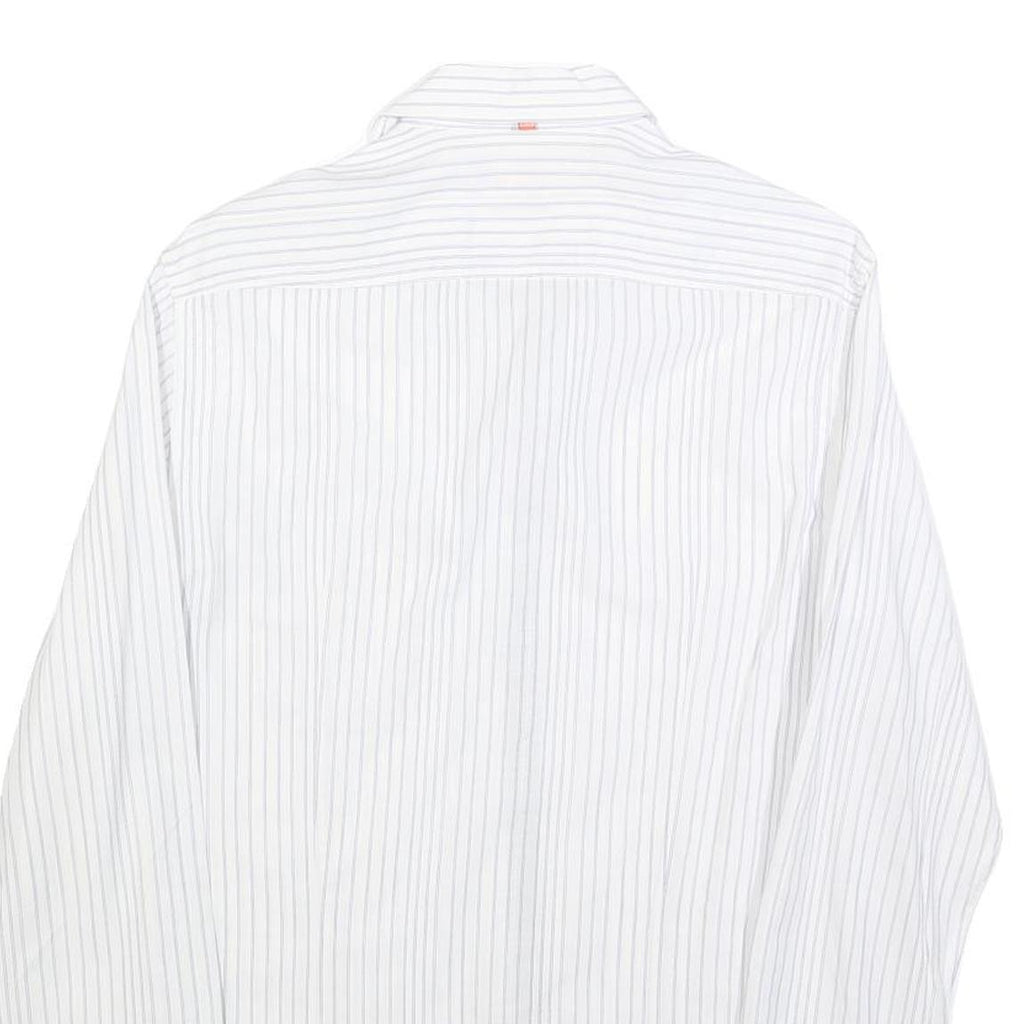 HUGO BOSS Mens White & Grey Stripe Shirt S Cotton Blend Formal Smart