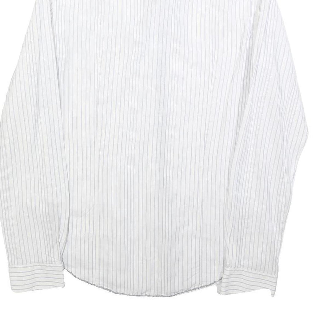 HUGO BOSS Mens White & Grey Stripe Shirt S Cotton Blend Formal Smart