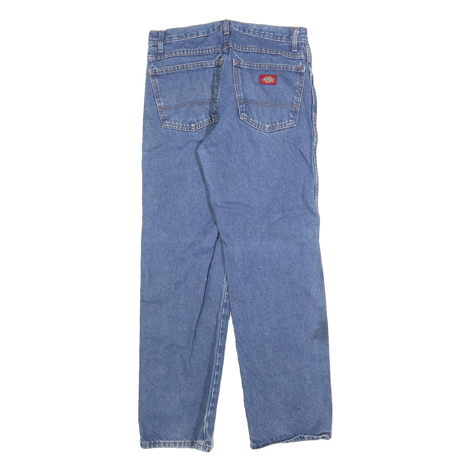 DICKIES Mens Blue Regular Straight Denim Medium W30 L30 Workwear Zip Jeans