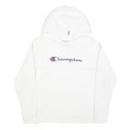 CHAMPION Mens White Pullover Hoodie M Cotton Blend Casual Sweatshirt