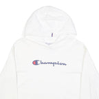 CHAMPION Mens White Pullover Hoodie M Cotton Blend Casual Sweatshirt