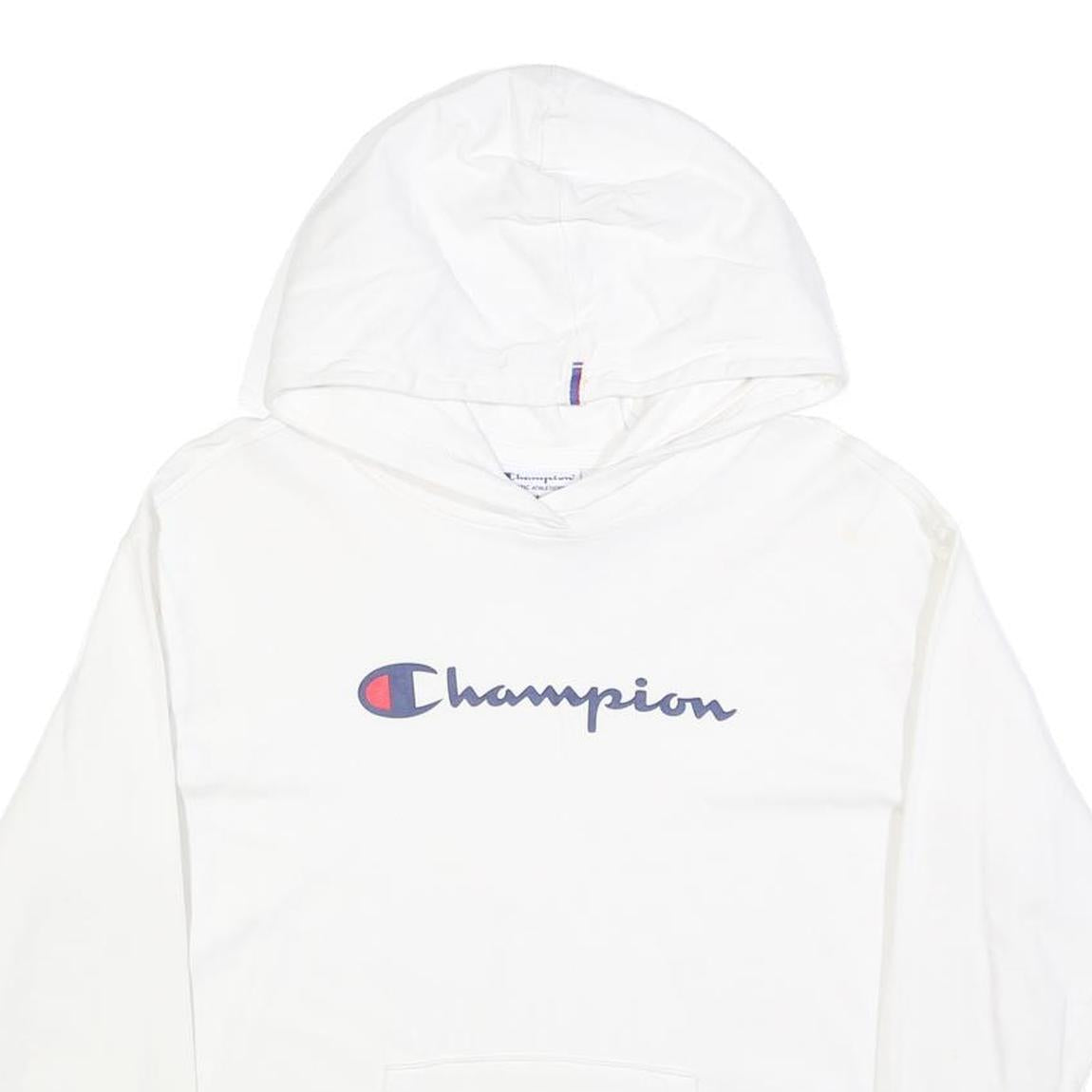 CHAMPION Mens White Pullover Hoodie M Cotton Blend Casual Sweatshirt
